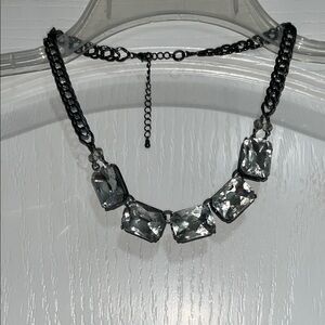 Black and Silver Geometric Chain Necklace